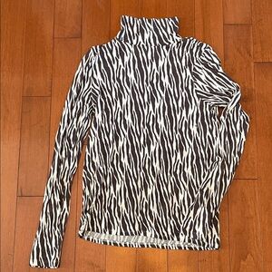 Zebra Print Turtleneck Long Sleeve Top